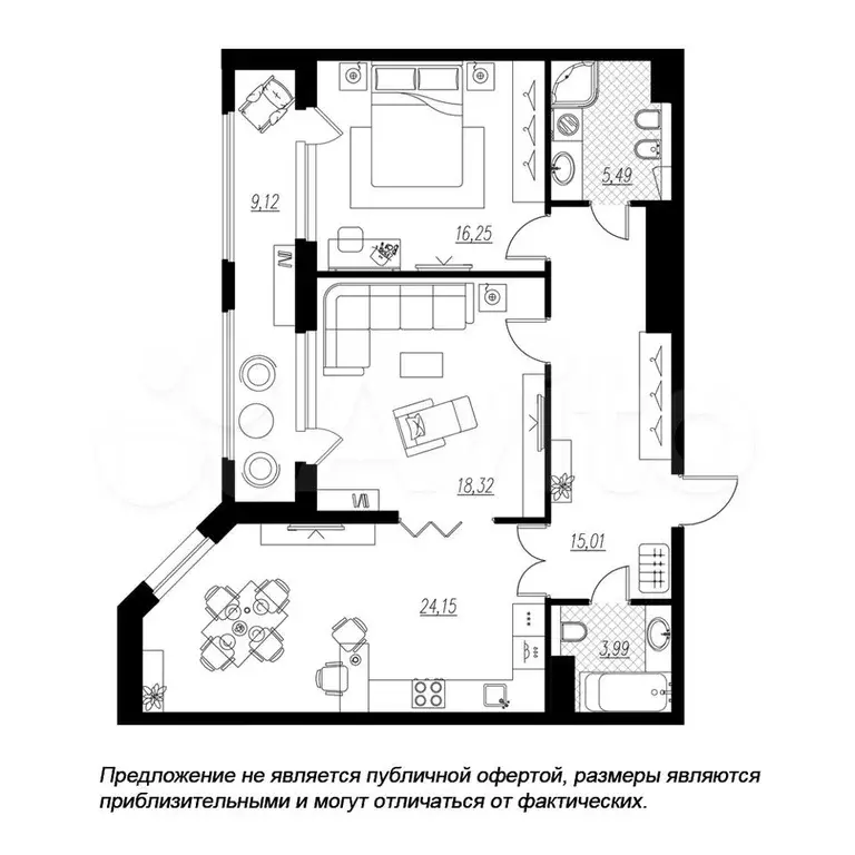 2-к. квартира, 88,6 м, 3/9 эт. - Фото 0