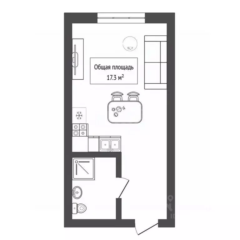 Студия Новосибирская область, Новосибирск Северный мкр, ул. ... - Фото 1