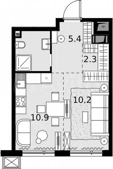 1-к. квартира, 32,9м, 23/28эт. - Фото 0