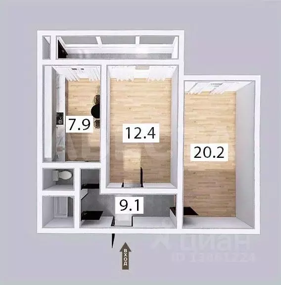 2-к кв. Омская область, Омск ул. Масленникова, 70 (53.5 м) - Фото 1