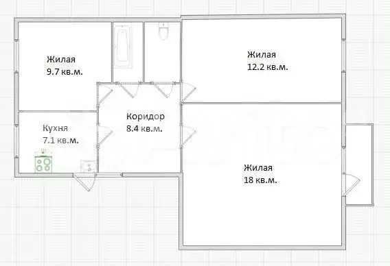 3-к. квартира, 58,3 м, 5/5 эт. - Фото 0