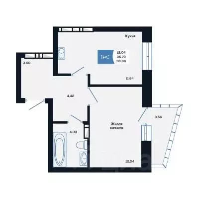 1-к кв. Новосибирская область, Новосибирск ул. Титова, 48 (36.86 м) - Фото 0