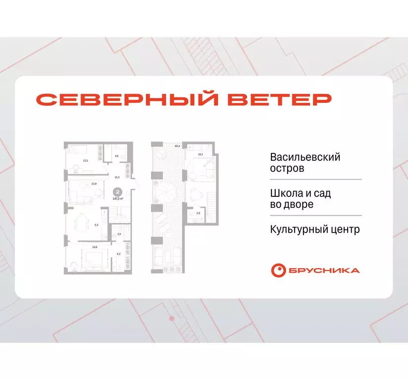 2-комнатная квартира: Санкт-Петербург, Василеостровский район, ЖК ... - Фото 0