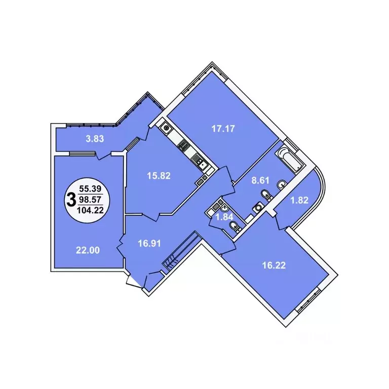 3-к кв. Краснодарский край, Краснодар ул. Шоссе Нефтяников, 18к4 ... - Фото 1