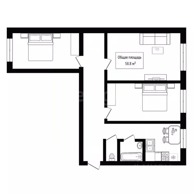 3-к кв. Алтай, Горно-Алтайск Коммунистический просп. (58.8 м) - Фото 2