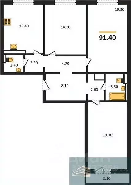 3-к кв. Воронежская область, Воронеж ул. Загоровского, 5/2 (91.4 м) - Фото 0