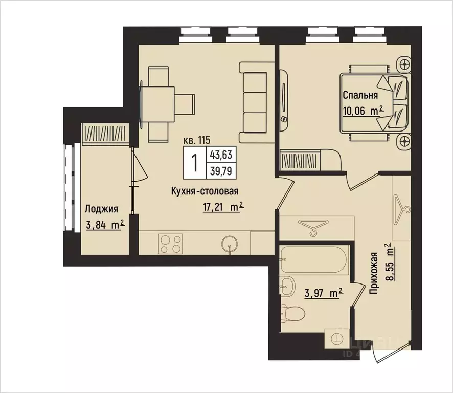 1-к кв. Нижегородская область, Нижний Новгород Литературная ул., 5 ... - Фото 1