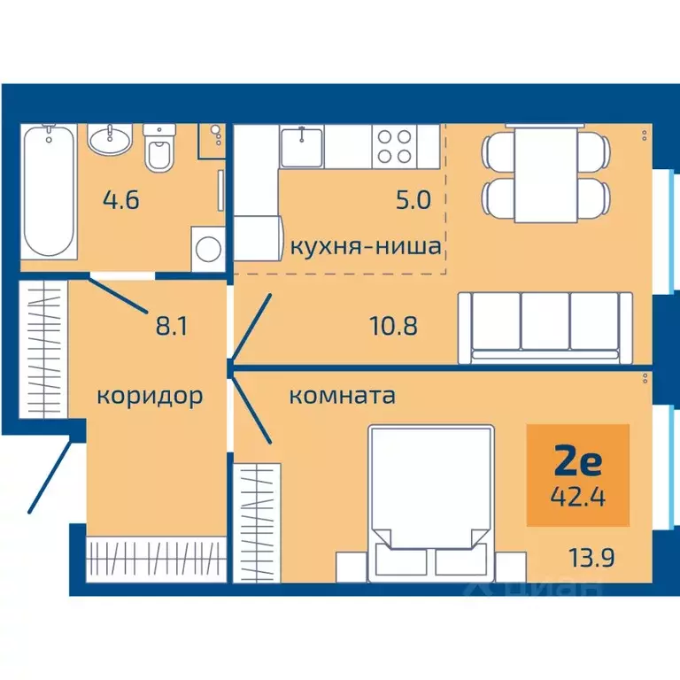 2-к кв. Пермский край, Пермь ул. Старшего Лейтенанта Гачегова, 1 (42.4 ... - Фото 0