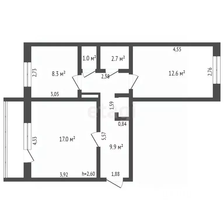 2-к кв. Кемеровская область, Березовский ул. Карбышева, 20 (53.8 м) - Фото 1
