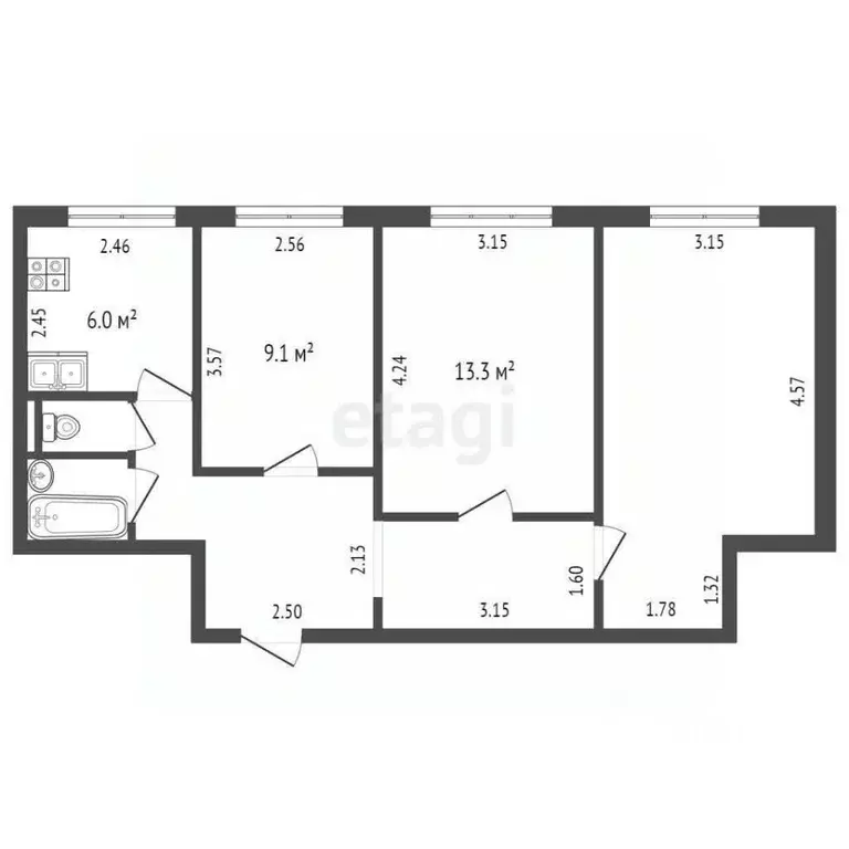 3-к кв. Москва ул. Сталеваров, 4К4 (61.1 м) - Фото 2