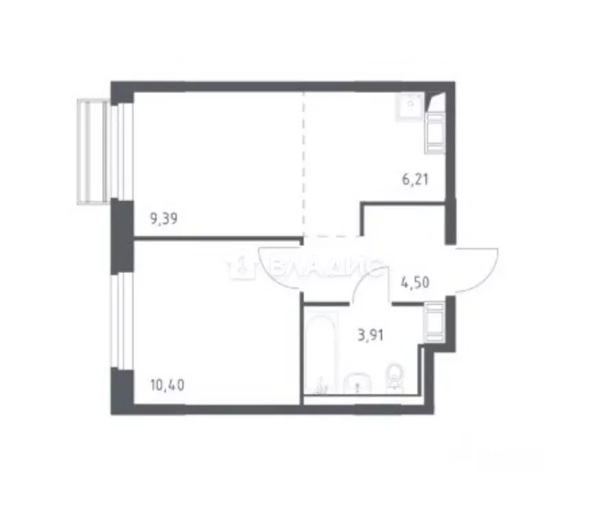 1-комнатная квартира: село Лайково, микрорайон Город-Событие, 61 (34 ... - Фото 1