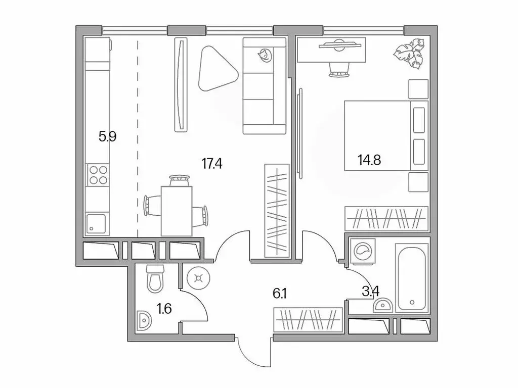 2-комнатная квартира: Долгопрудный, Заводская улица, 1 (49.2 м) - Фото 1
