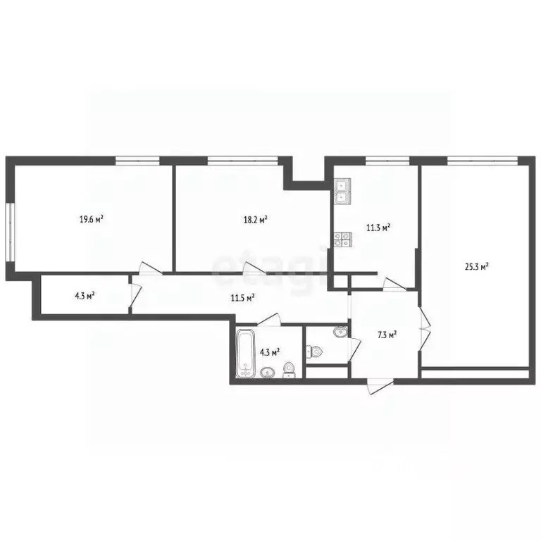 3-к кв. Москва бул. Маршала Рокоссовского, 6к1 (104.0 м) - Фото 2