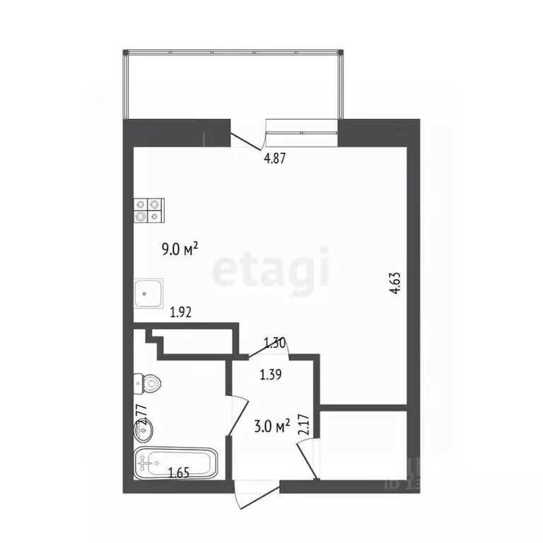 Студия Тюменская область, Тюмень Микрорайон мыс, ул. Судоремонтная, ... - Фото 2