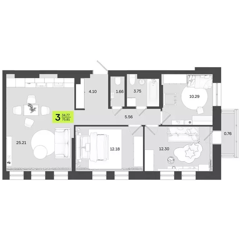2-комнатная квартира: Уфа, улица Акназарова, 20 (56.66 м) - Фото 0