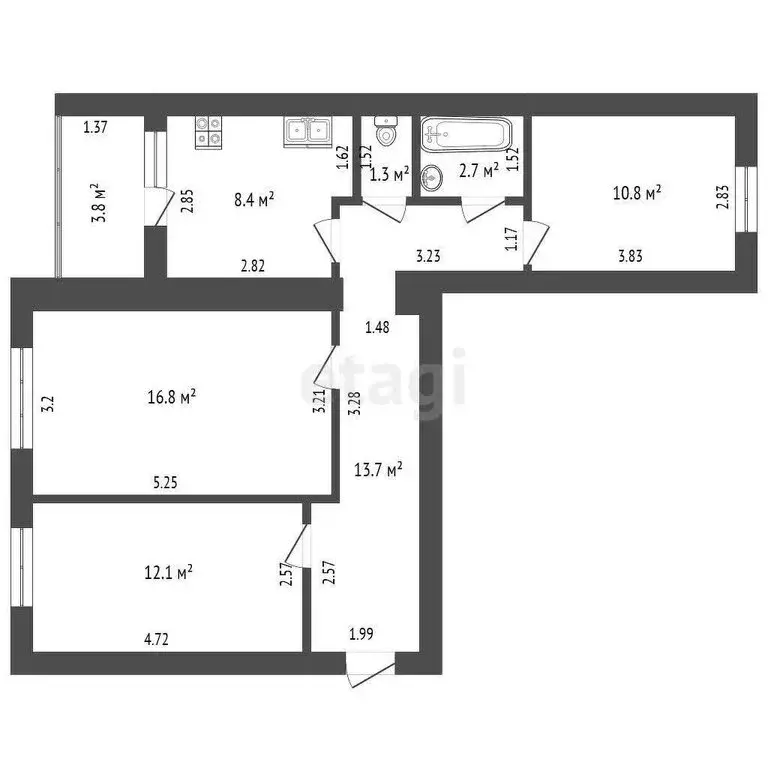3-комнатная квартира: Мариинский, Хвойная улица, 10 (72.83 м) - Фото 0