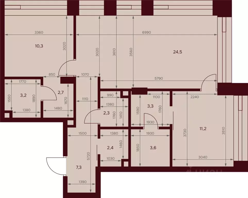 3-к кв. Москва ул. Серпуховский Вал, 7 (70.3 м) - Фото 2