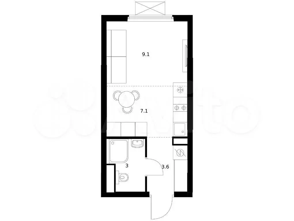 Квартира-студия, 22,8 м, 15/25 эт. - Фото 0