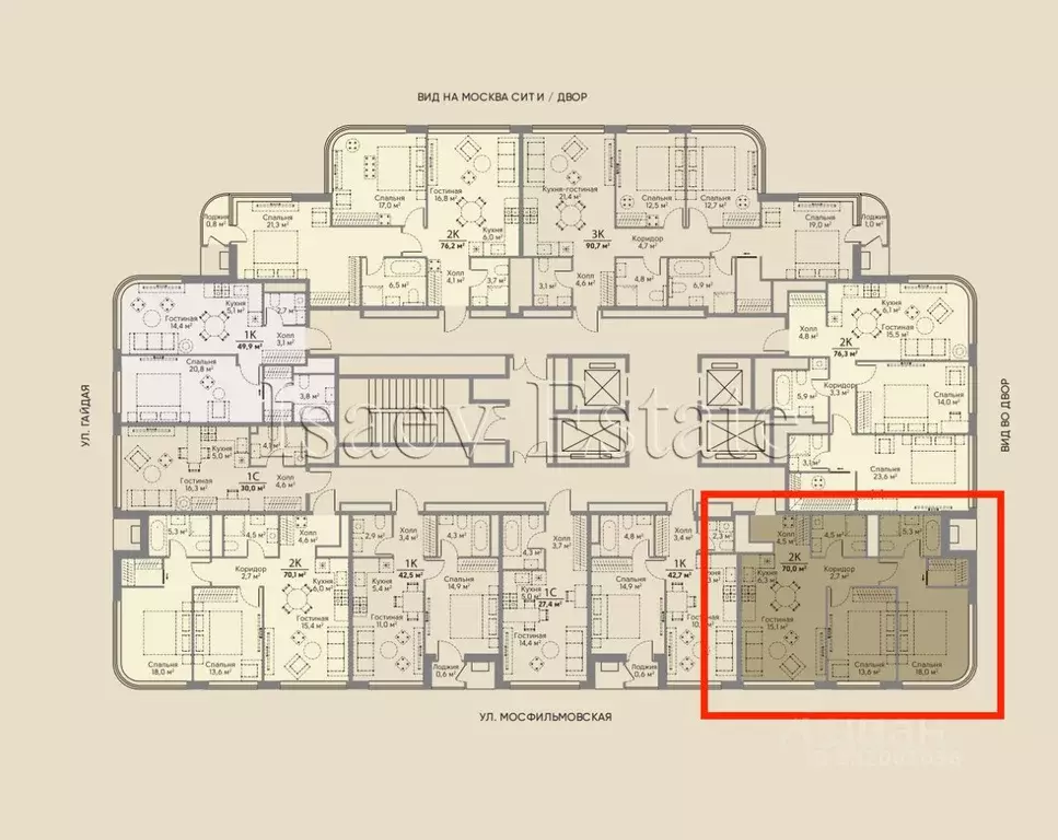 2-к кв. Москва Мосфильмовская ул., 100 (70.0 м) - Фото 1