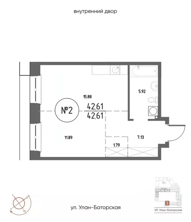 1-к кв. Иркутская область, Иркутск Макс жилой комплекс (42.61 м) - Фото 1