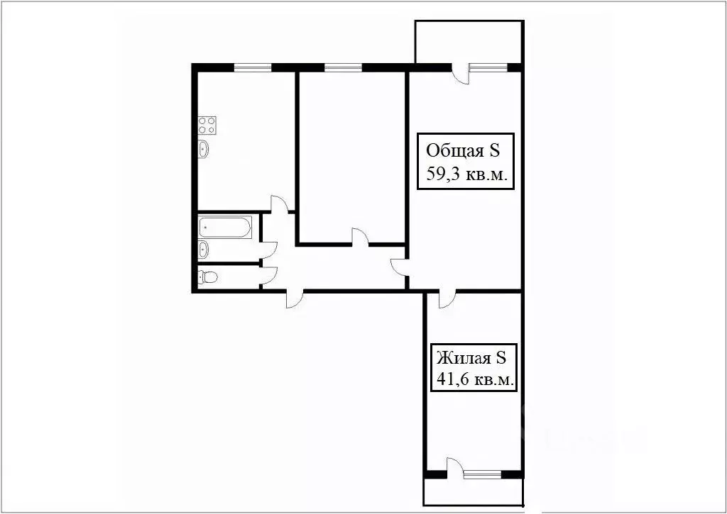 3-к кв. Кемеровская область, Новокузнецк ул. Грдины, 19 (59.3 м) - Фото 1