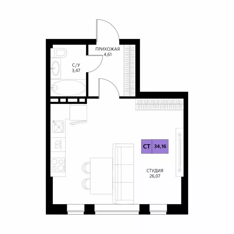 Квартира-студия: Республика Дагестан, Дербент (34.16 м) - Фото 1