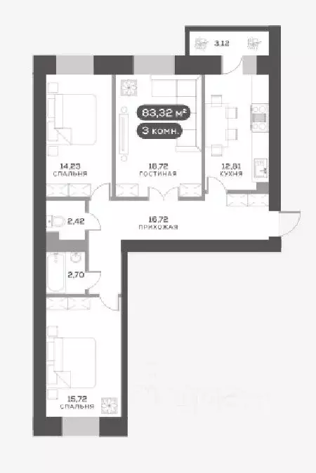 3-к кв. Красноярский край, Красноярск Академгородок мкр, 7 (83.7 м) - Фото 0