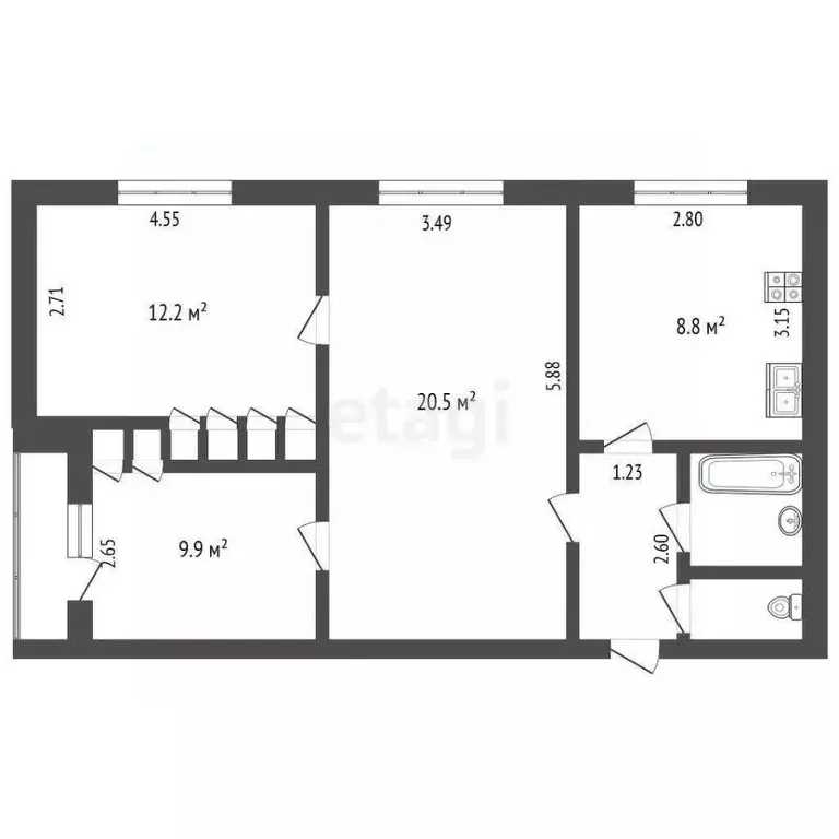 3-к кв. Пермский край, Пермь ш. Космонавтов, 131 (63.0 м) - Фото 1