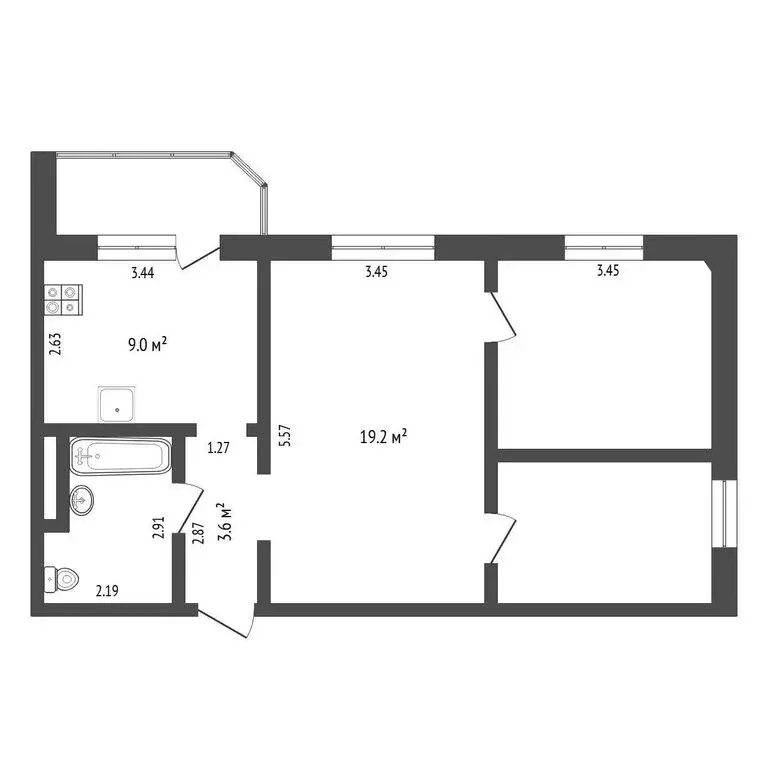 2-комнатная квартира: Тюмень, улица Валентины Трофимовой, 12 (56.3 м) - Фото 1