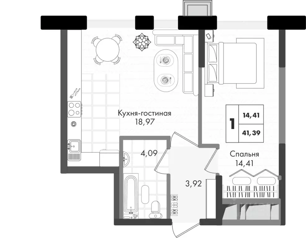 1-к кв. Краснодарский край, Краснодар Зеленая Территория жилой ... - Фото 0