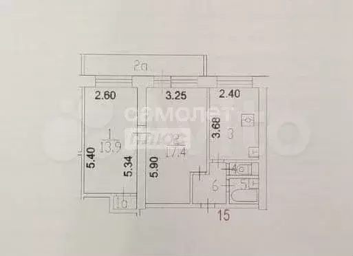 Доля в 2-к. квартире, 47,2 м, 3/14 эт. - Фото 0