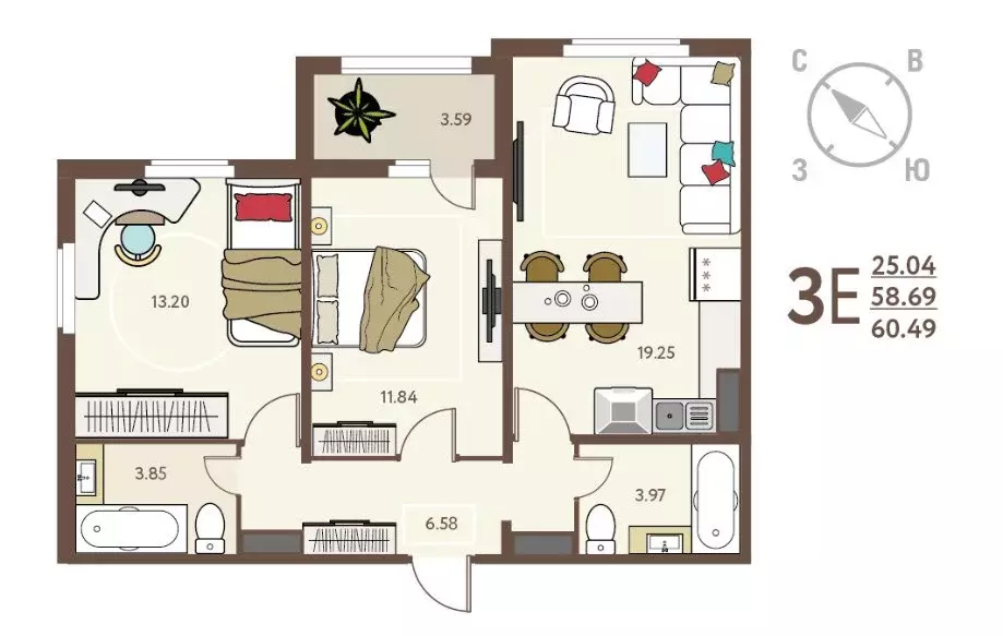 Продаётся 3-к квартира, 60.49 м - Фото 0