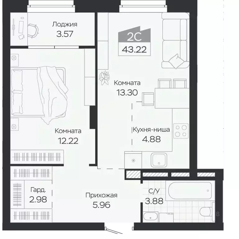 2-к кв. Новосибирская область, Новосибирский район, Краснообск рп ... - Фото 1