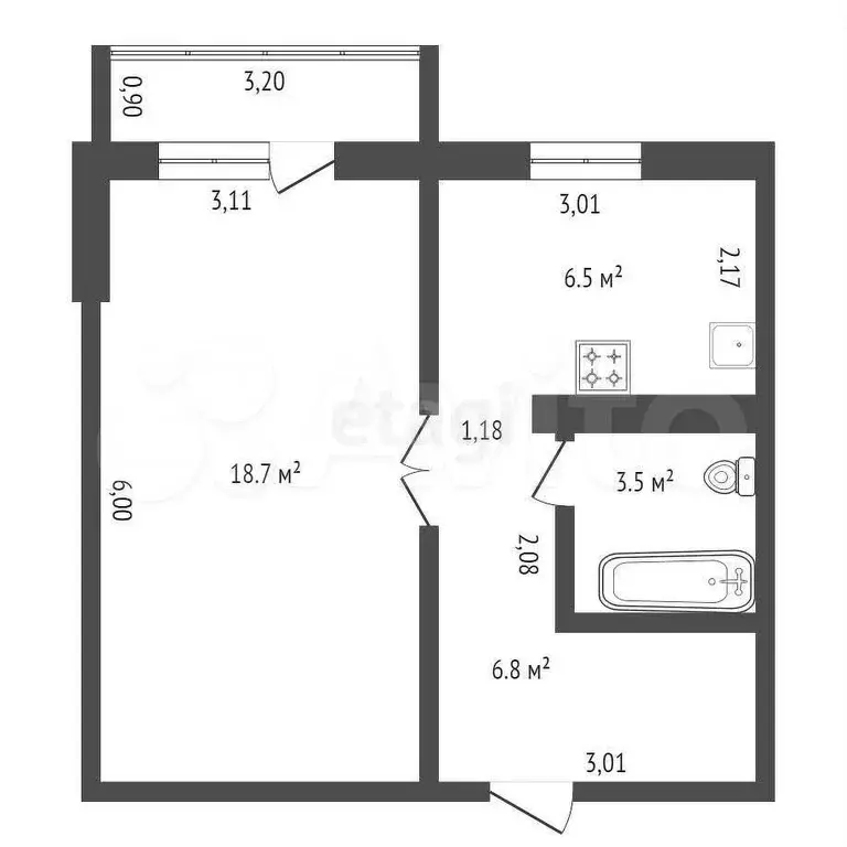 1-к. квартира, 35,5 м, 3/5 эт. - Фото 0