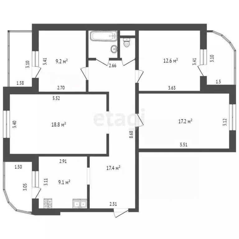 4-к кв. Марий Эл, Йошкар-Ола Красноармейская ул., 107 (92.0 м) - Фото 1