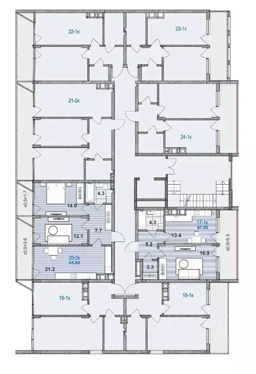 1-к кв. Калининградская область, Зеленоградск ул. Гагарина, 87 (47.6 ... - Фото 1