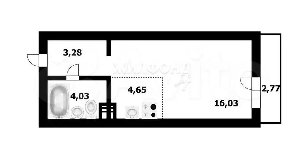 Квартира-студия, 28 м, 20/25 эт. - Фото 1