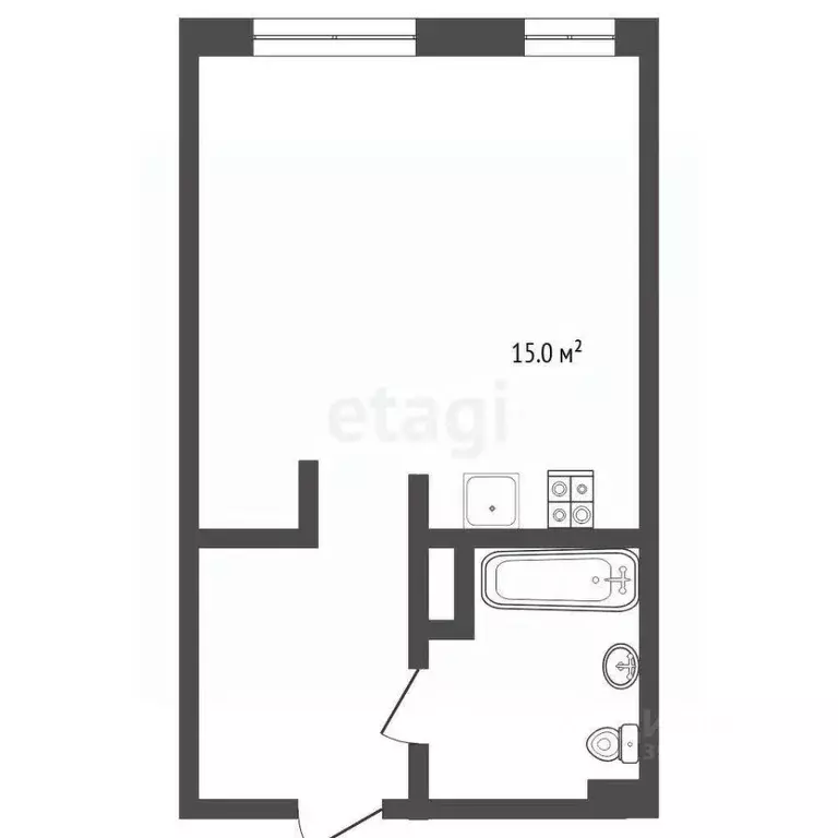 Студия Тюменская область, Тюмень ул. Краснооктябрьская, 6 (33.2 м) - Фото 2