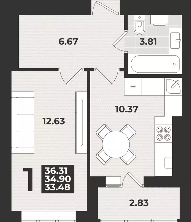 1-к кв. Калининградская область, Калининград ул. Героя России ... - Фото 1