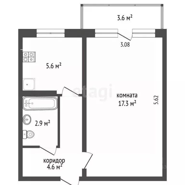 1-к кв. Крым, Ялта ул. Блюхера, 9 (34.0 м) - Фото 1