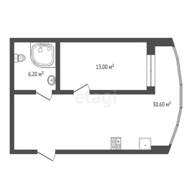 1-к кв. Тюменская область, Тюмень ул. Короленко, 12 (49.8 м) - Фото 1