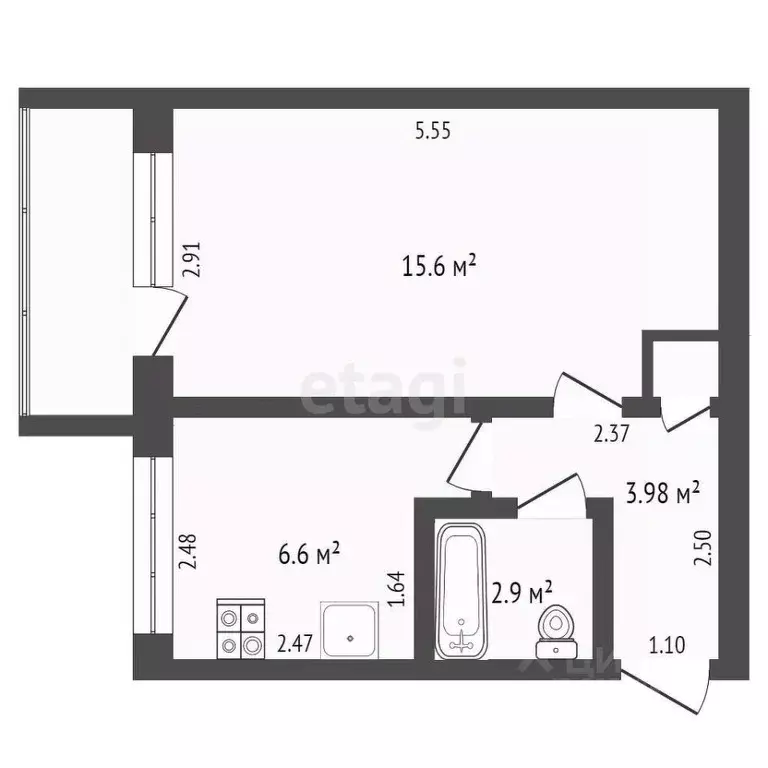 1-к кв. Удмуртия, Ижевск ул. Ломоносова, 9А (29.2 м) - Фото 1