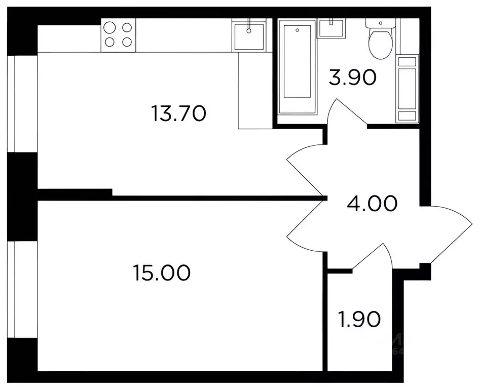 1-к кв. Московская область, Пушкино ул. Сретенская, 1к2 (40.0 м) - Фото 2