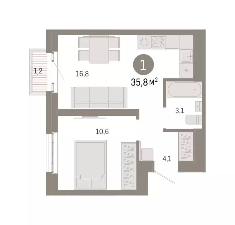 2-комнатная квартира: Москва, жилой комплекс Квартал Метроном (35.8 м) - Фото 0