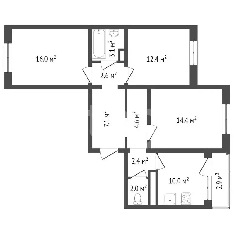 3-комнатная квартира: Воронеж, улица Адмирала Чурсина, 6 (75.5 м) - Фото 1