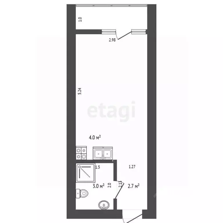 Студия Алтайский край, Барнаул Песчаная ул., 190 (24.3 м) - Фото 2