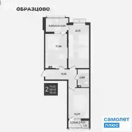 2-комнатная квартира: Краснодар, Штурвальная улица, 10 (73.9 м) - Фото 0