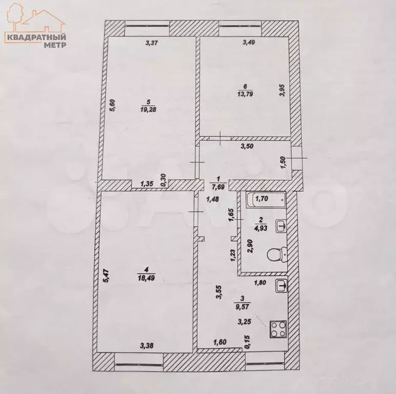 3-к. квартира, 73,8 м, 1/4 эт. - Фото 0