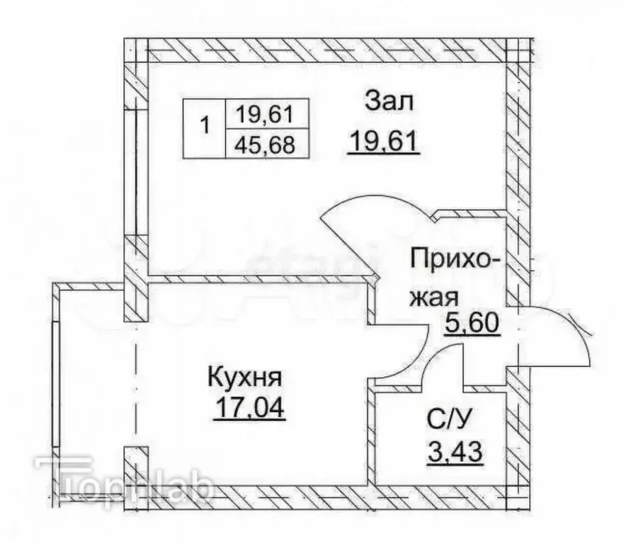 1-к. квартира, 45 м, 3/4 эт. - Фото 1