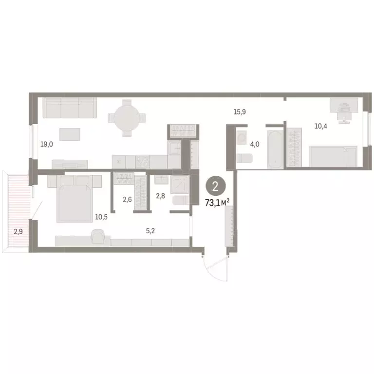 2-комнатная квартира: Курган, жилой район Центральный, ЖК Дом Кино ... - Фото 2